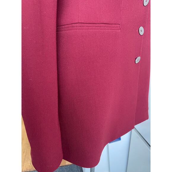 Lagerfeld Wmns Sz 38 Vintage 90s Maroon Fitted Blazer Retro Vintage Cool Work - Picture 8 of 16